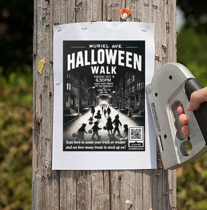 I put up a few dozen of these posters a few weeks before Halloween, with a QR code linking to this counter app.